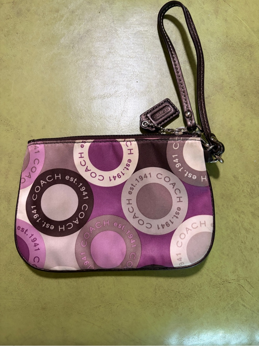Coach Purple Multi-Circle Logo Wristlet